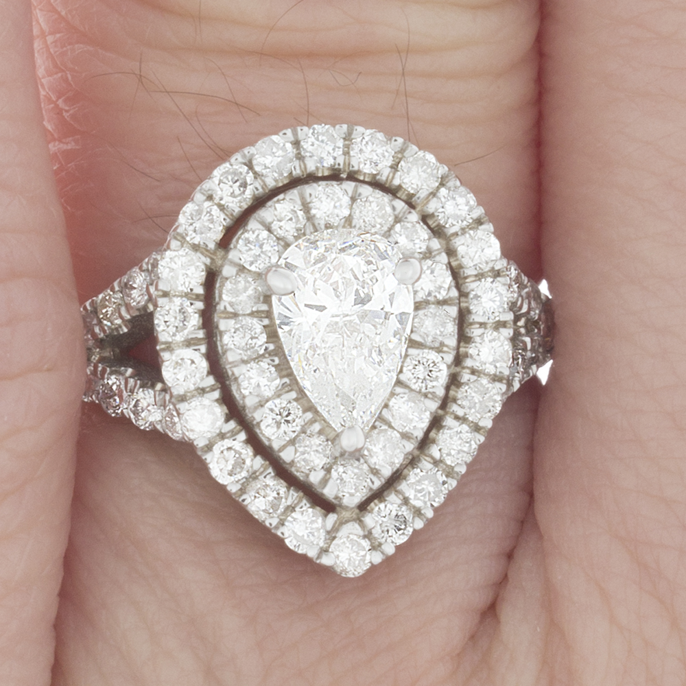 Pear Shape Double Halo Ring